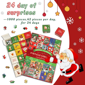 Punti 1000 pezzi del calendario dell'avvento natalizio vintage 1000 pezzi